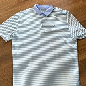 Callaway Light Blue and White Striped Men’s Polo